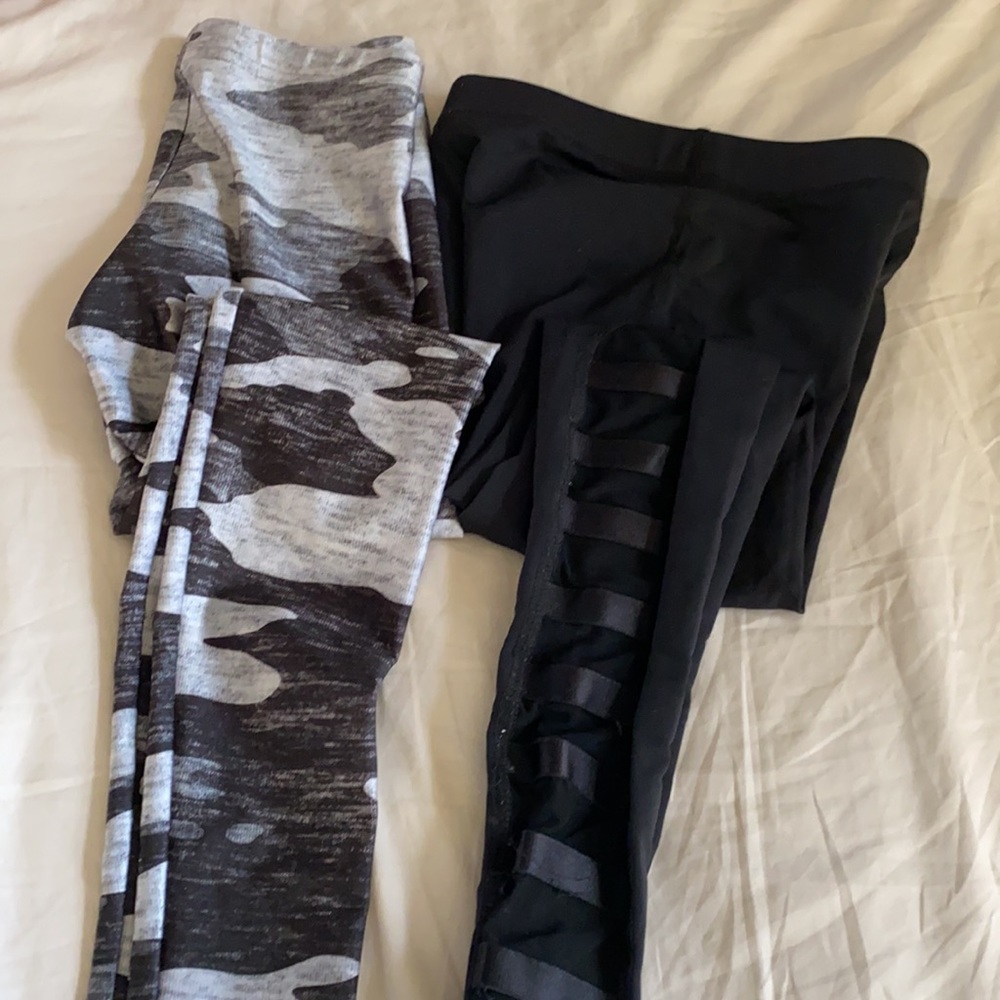 Girls Terez (sz 7-8) leggings bundle black leggings and camo